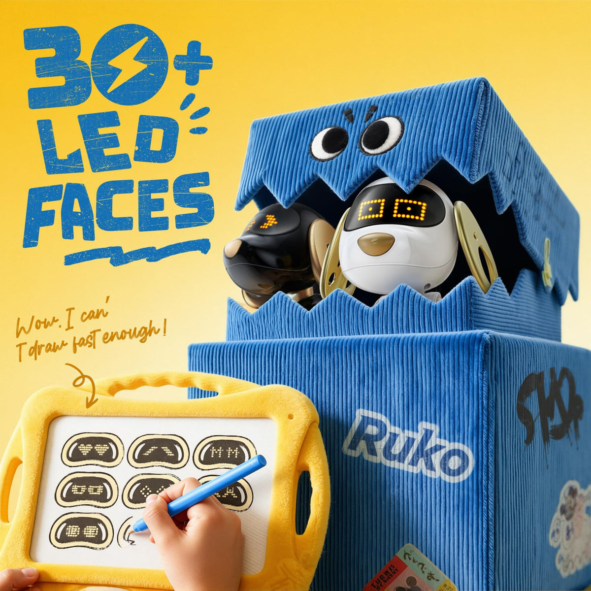 Ruko 18011 Smart Robot Dog, Interactive Puppy Pet with 30 LED Expressions