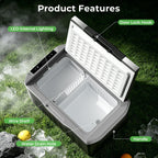 Stainless Lid 12V Car Refrigerator, 32QT Electric Cooler, Plug in Cooler