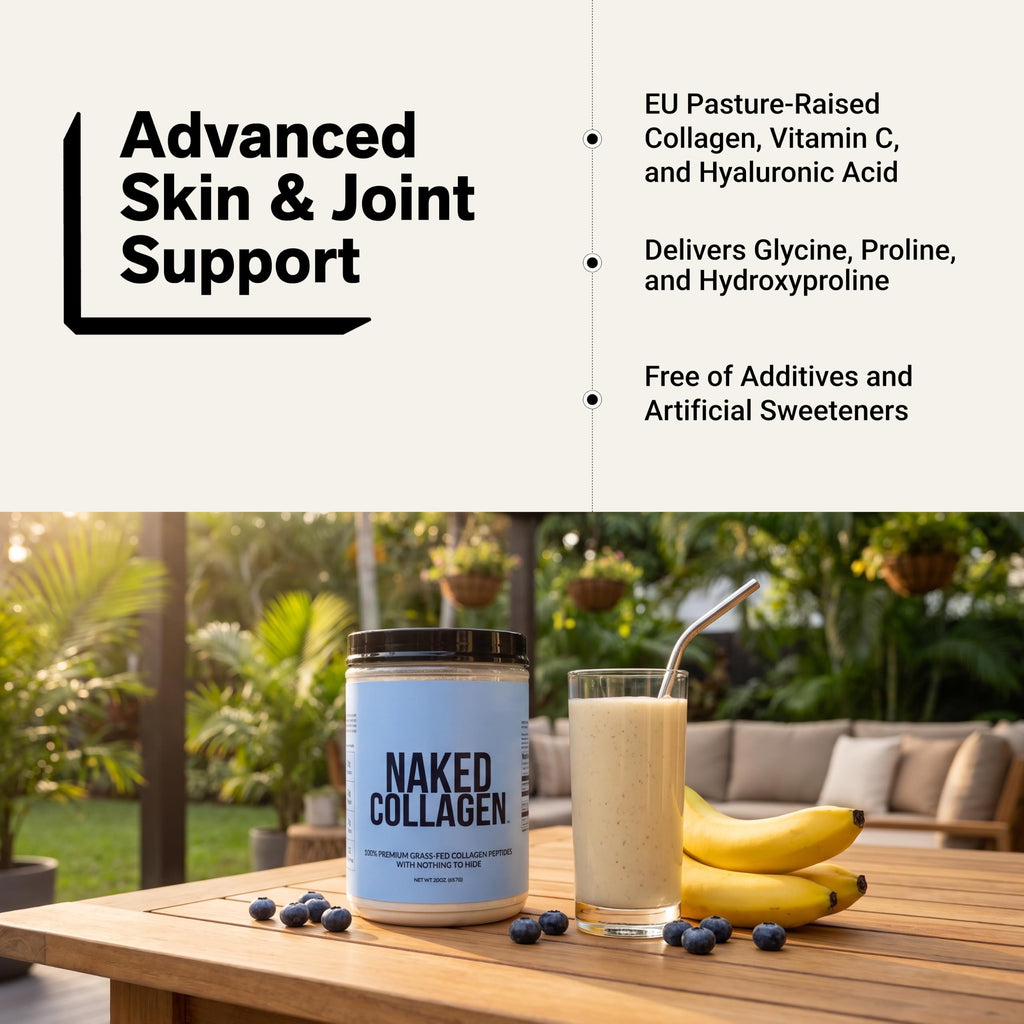 NAKED Collagen Advanced - Peptides Protein Powder, Hyaluronic Acid, Vitamin C, Pasture-Raised, Grass-Fed Hydrolyzed Collagen Supplement, Paleo