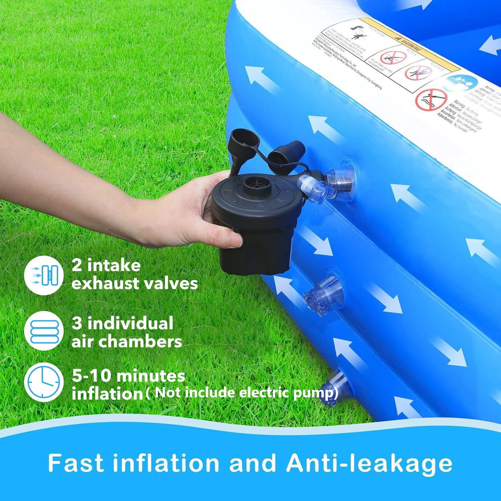 BN-LINK Inflatable Swimming Pool, 83’’ × 53’’ × 20’’ Large & Thickened Family Swimming Pool for Garden, Outdoor, Backyard, Suitable for Adults and