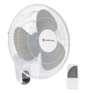 COMFORT ZONE 16" Oscillating Wall Mount Fan with Remote & Timer - White