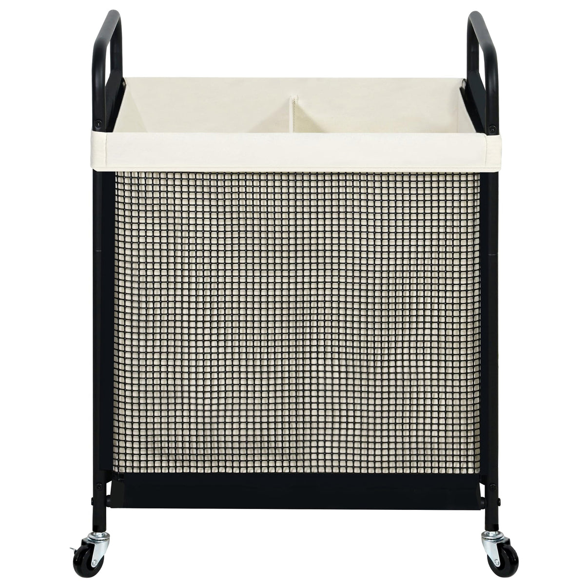 Laundry Hamper 2 Section, 100L Rolling Laundry Sorter Cart with Removable and Washable Liner Bag, Clothes Hamper with Wheels and Metal Handle for