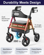 HOMLAND Foldable Rollator Walker for Seniors with Seat, 16" Extra-Wide Seat
