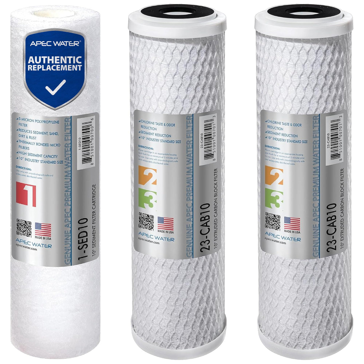 APEC Water Filter-Set Replacement RO Filter Set, Stage 1, 2 & 3, US Made