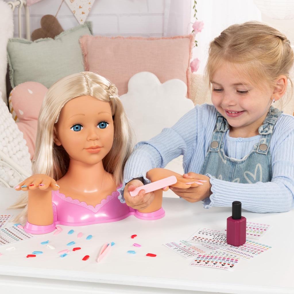 Bayer Design Charlene Magic Nails Styling Head Doll with 10.5 in Bust