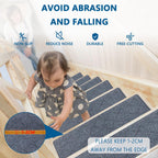 Stair Treads for Wooden Steps Indoor, KOOTETA 15 Pack 8" X 30" Non Slip Carpet Stair Treads with Reusable Adhesive for Kids Elders and Dogs,Pet