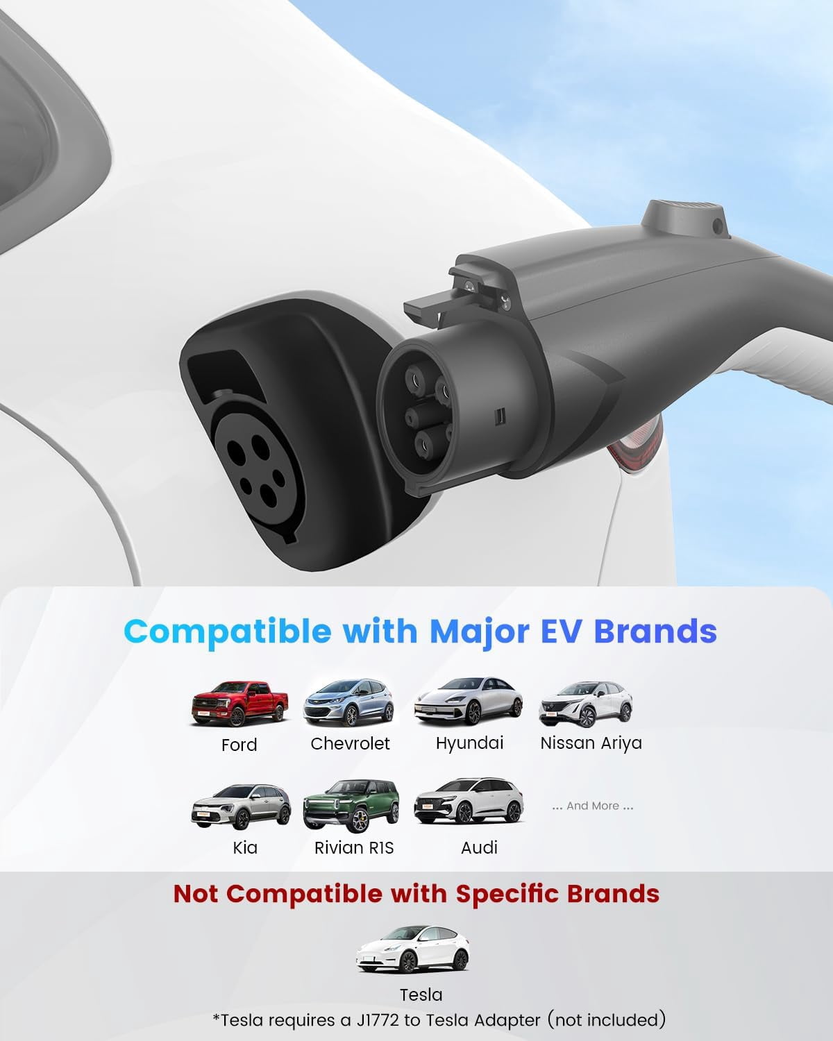 EVDANCE Level 1&2 EV Charger, Electric Vehicle Portable Charger with 25FT Cable, Home EV Charging Station for J1772 Electric Cars, 16Amp 110V-240V
