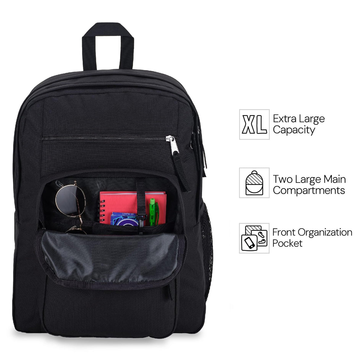 JanSport Laptop Backpack - Computer Bag with 2 Compartments, Ergonomic Shoulder Straps, 15” Laptop Sleeve, Haul Handle - Black