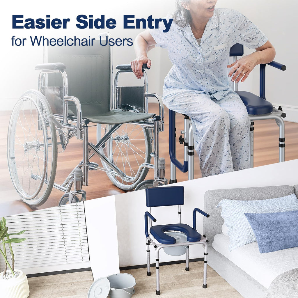 M73 Drop Arm Bedside Commodes for Seniors, Potty Chair for Adults