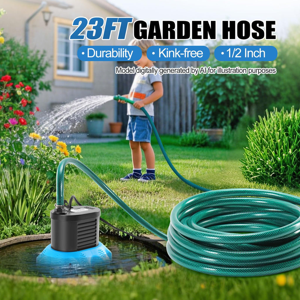 Pool Cover Pump, 850 GPH Pool Water Pump with 23 FT Drain Hose