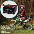 Mighty Max Battery Extended Range Drop in Replacement for 12v Razor ride on toy 7ah battery kit and harness