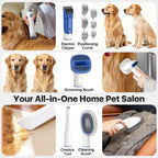 Buenkee Dog Grooming Vacuum Kit, 15000Pa Clipper, Shedding Brush, 2L, White