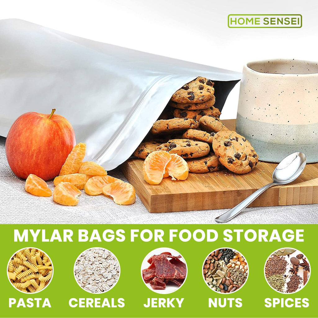 10pcs 5 Gallon Mylar Bags for Food Storage - 10 Mil Thick - Extra large bags 5 Gallon with Oxygen Absorbers 2500cc - Zipper Resealable Milar Bags