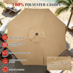 9' Outdoor Patio Umbrella, Outdoor Table Umbrella, Yard Umbrella, Market Umbrella with 8 Sturdy Ribs, Push Button Tilt and Crank