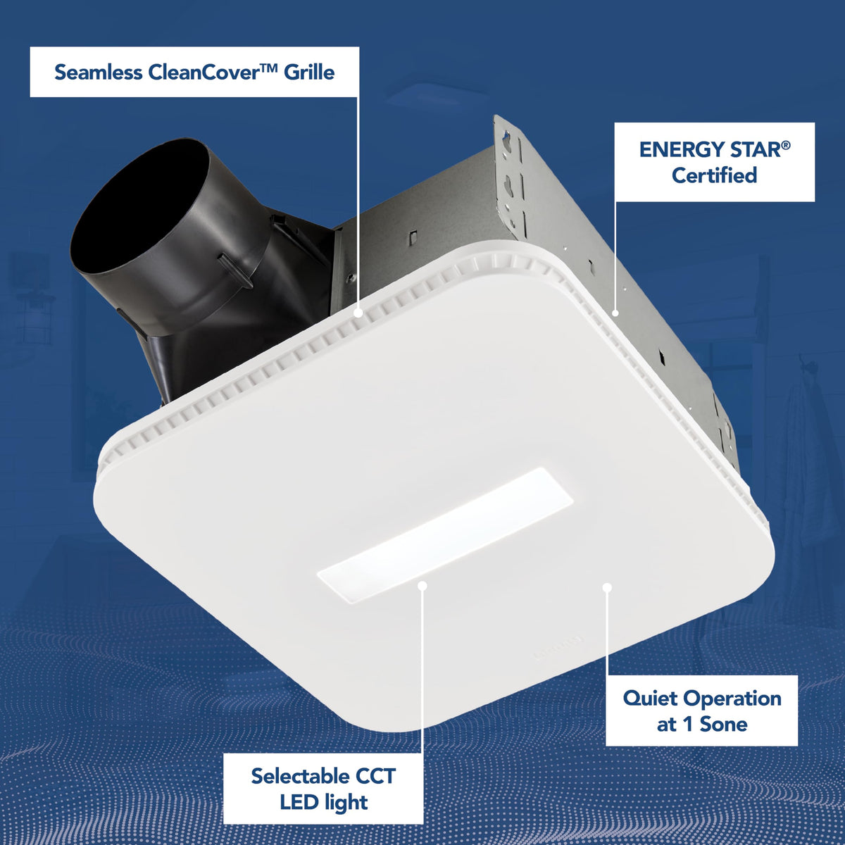 Broan-NuTone Bathroom Exhaust Fan – Retrofit Design Replaces Existing Fan Without Attic Access, Quiet 1.0 Sones, 110 CFM, Powerful Ventilation with 4
