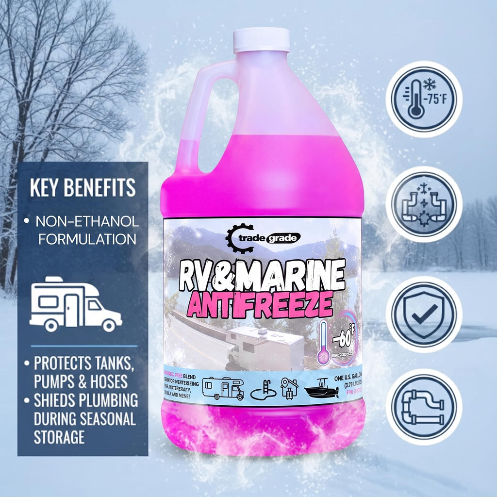 Premium Blend RV Antifreeze for Winterizing – Marine Antifreeze -60°F Freezing Point Protection, 4 Gallon (4-Pack) – Pink Winterizing Fluid for Boats