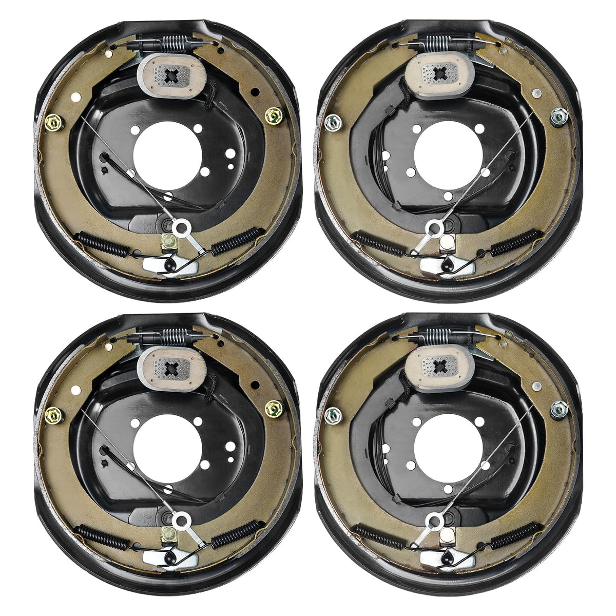 VEVOR Electric Trailer Brake Assembly, 12" x 2", 2 Pairs Self-Adjusting Electric Brakes Kit for 7000 lbs Axle, 5-Hole Mounting, Backing Plates for