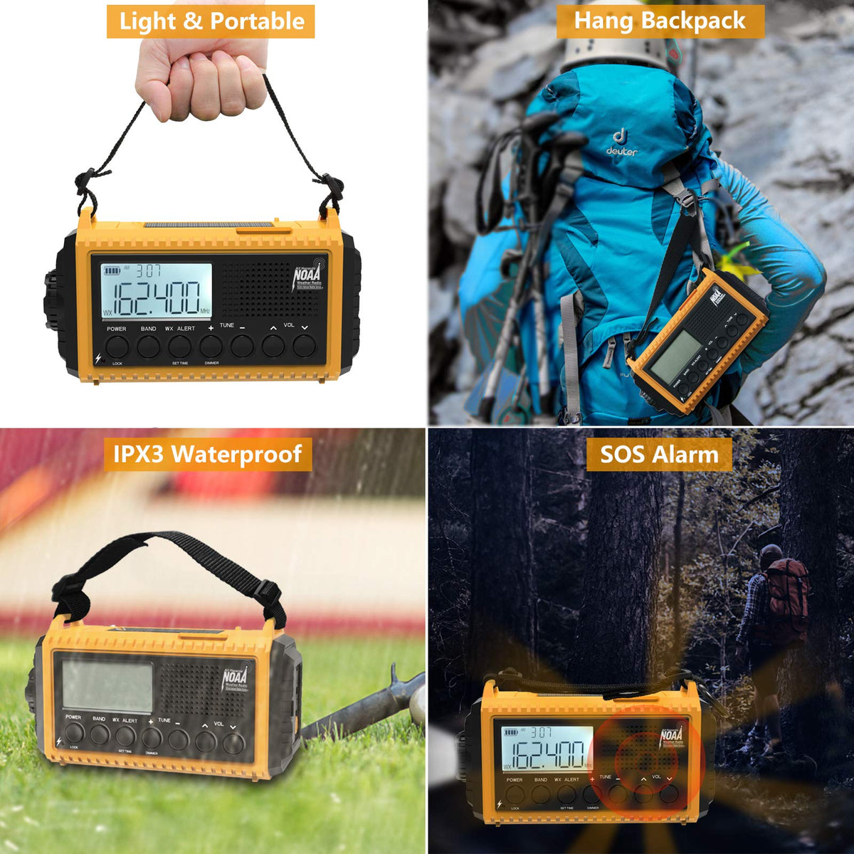 Emergency Radio, 5000mAh/18500mWh Weather Radio, Solar Hand Crank Radio with AM/FM/SW/NOAA Alert, Cell Phone Charger, Headphone Jack, Flashlight and
