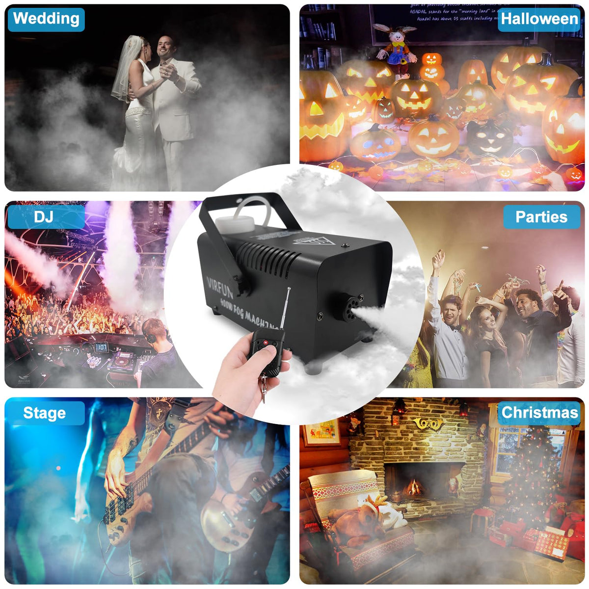 Fog Machine, Smoke Machine with Remote Control for Halloween, Party
