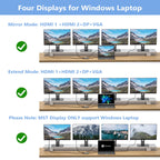 USB C Docking Station Dual Monitor for HP,Laptop Docking Station 3 Monitors