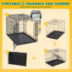 Large Dog Crate 42 Inch Foldable Double Door Dog Cage Pet Kennel