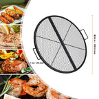 VEVOR X-Marks Fire Pit Grill Grate, Foldable Round Cooking Grate, Heavy Duty Steel Campfire BBQ Grill Grid with Handle and Support X Wire, Portable