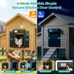 7W Solar Powered Automatic Chicken Coop Door, Aluminum Horizontal Dual-Door