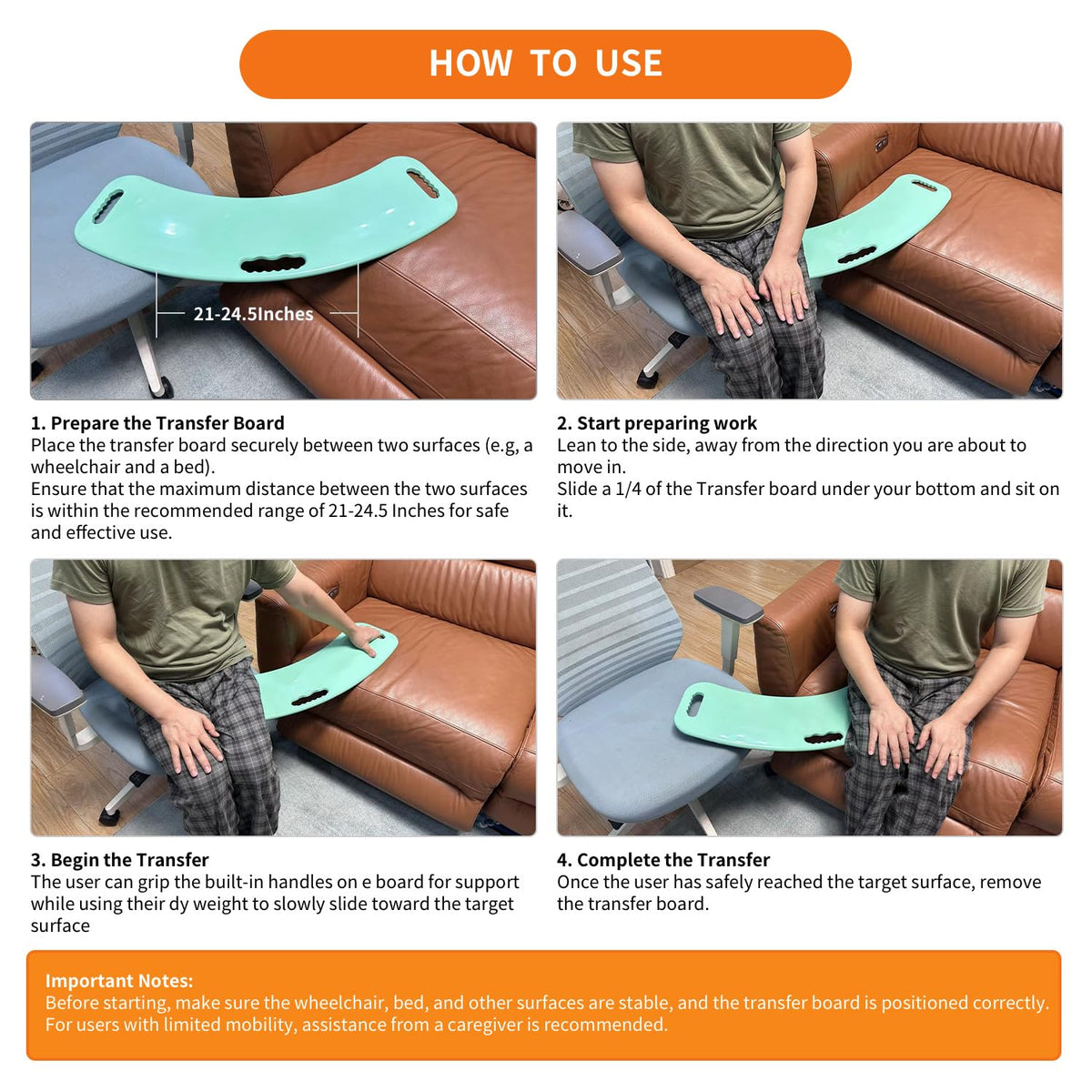 Transfer Board and Slide Board for transferring, Sliding Board Transfer to Wheelchair ，Patient Transfer ，Transfer Boards from Wheelchair to Car