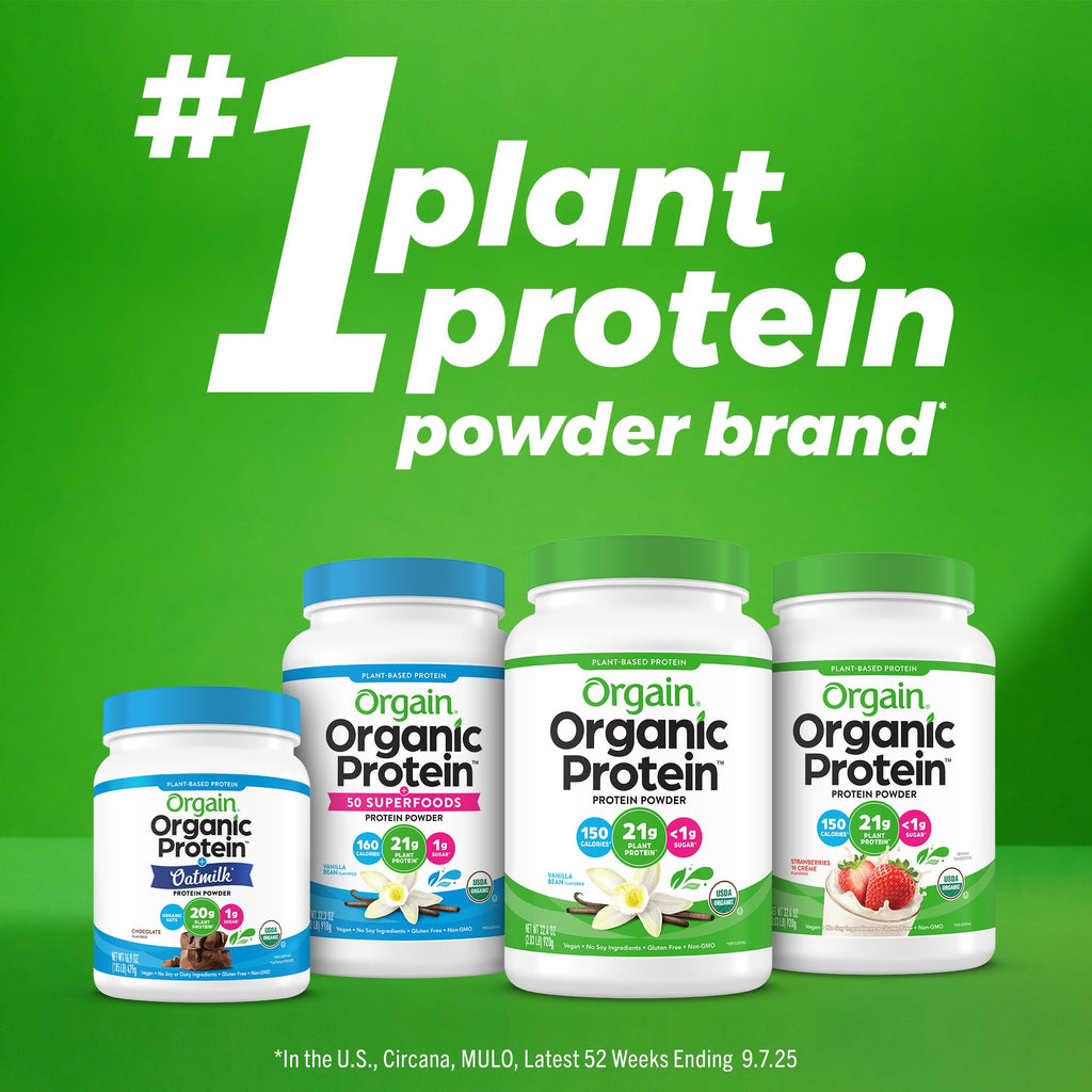 Orgain Organic Vegan 21g Protein Powder, Cookies & Cream, 2.03 lb