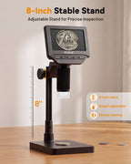 Elikliv Microscope, 4.3" Digital Coin Magnifier with Lights for Adults