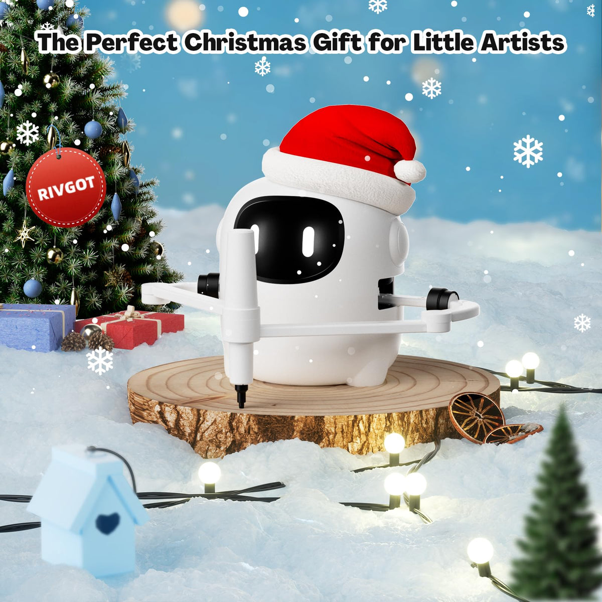 RIVGOT Drawing Robot for Kids with 150 Cards, Voice Interactive Educational Drawing Machine, Montessori Painting Learning Toys for 3 4 5 6 7 8 Year