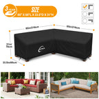Patio V-Shaped Sectional Sofa Cover, 420D Heavy-Duty Oxford Fabric Outdoor Sectional Cover with 6 Windproof Buckles, Anti UV and No Tears, No Fading