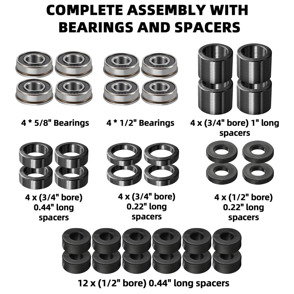 AR-PRO (2 Pack) 13x5.00-6 Flat Free Tire and Wheel Assembly, Solid Lawn Mower Front Tire with 3" Centered Hub, 3/4" Bearing extra 5/8"&1/2"