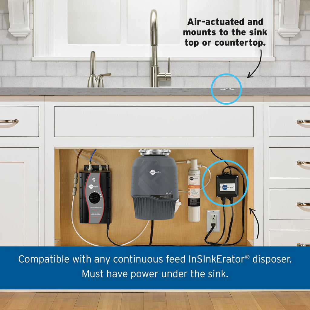 InSinkErator Garbage Disposal Air Switch Kit, Dual Outlet Sink Top Switch Button for All InSinkErator Food Waste Disposer Models, Satin Nickel STS
