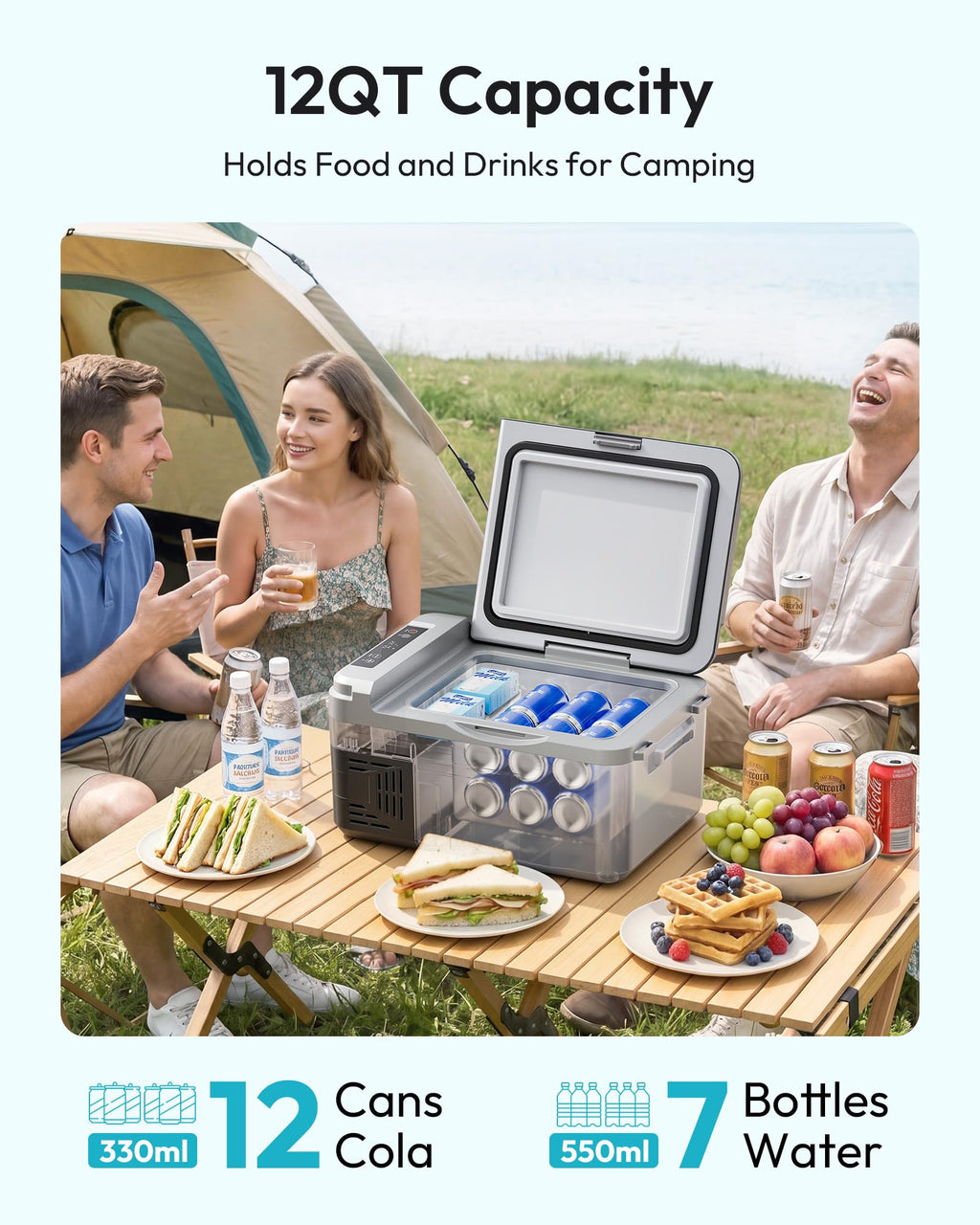 EUHOMY 12QT 12 Volt Refrigerator, Portable Car Fridge with App Control