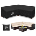Patio V-Shaped Sectional Sofa Cover, 420D Heavy-Duty Oxford Fabric Outdoor Sectional Cover with 6 Windproof Buckles, Anti UV and No Tears, No Fading