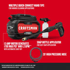 CRAFTSMAN Electric Pressure Washer, Cold Water, Lightweight Corded Power Washer for Cars, Driveways, Patio and Garage, Powerful 1700-PSI, 1.2-GPM
