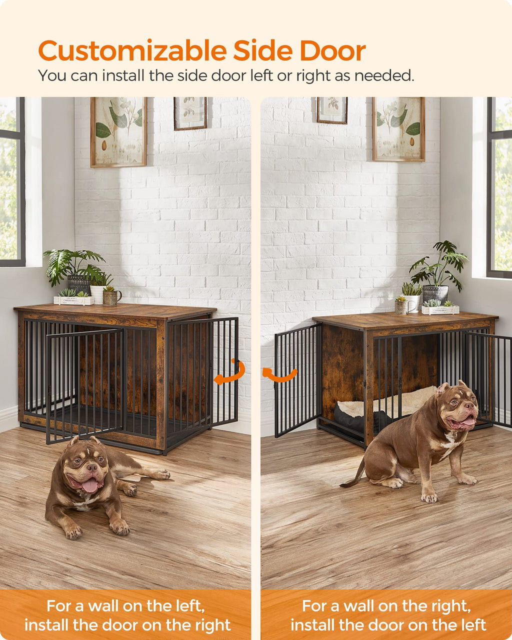 Feandrea 38" Dog Crate Furniture, Heavy-Duty Dog Kennel Side End Table