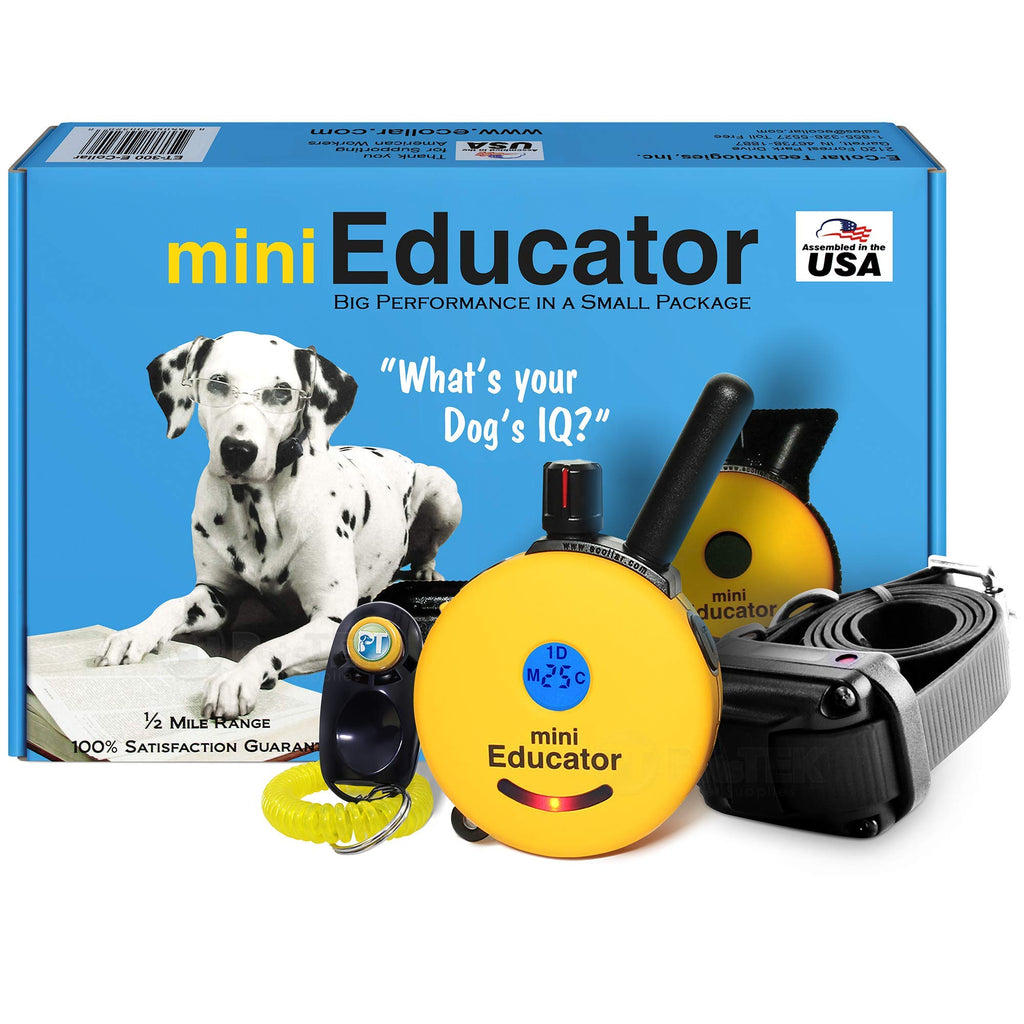 Educator ET-300 Mini E Collar for Dog Training with Remote - 1/2 Mile Range, Waterproof, 100 Blunt Stimulation Levels, Tone or Vibration Mode, Night