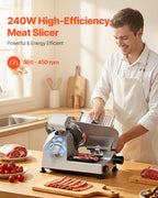 VEVOR Commercial Meat Slicer, 10 inch Electric Food Slicer, 240W Frozen Meat Deli Slicer, Premium Chromium-plated Steel Blade Semi-Auto Meat Slicer