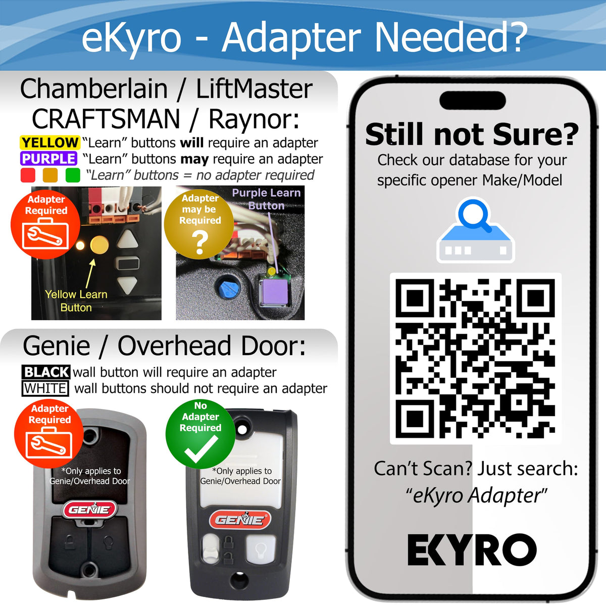 eKyro Smart Garage Door Opener - Universal WiFi Remote Controller Compatible with Alexa, Google Home, iPhone, Siri, Android, Door Left Open Alert