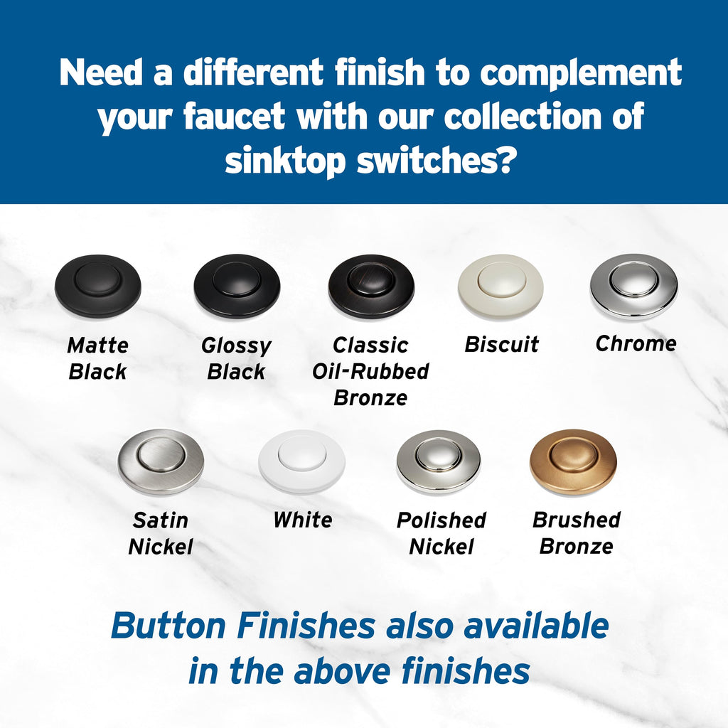 InSinkErator Garbage Disposal Air Switch Kit, Dual Outlet Sink Top Switch Button for All InSinkErator Food Waste Disposer Models, Satin Nickel STS