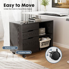 DUMOS 3 Drawer Rolling File Cabinet, Wood Printer Stand with Storage