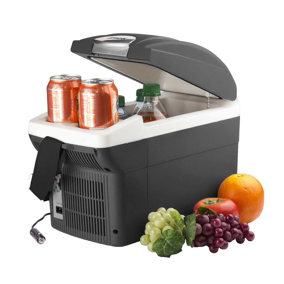 Wagan EL6206 12V 6 Quart Personal Thermoelectric, 6 Liter Capacity, Portable Electric Cooler Warmer with 12/24V DC, Small Fridge for Car, RV, and