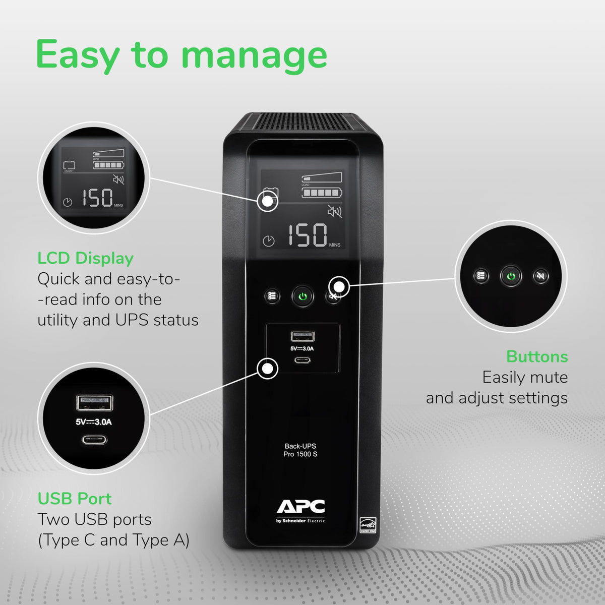 APC BR1500MS2 Pure Sine Wave UPS Battery Backup & Surge Protector