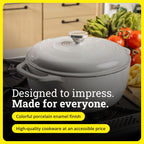 Lodge Essential Enamel Cast Iron Dutch Oven, 6 Quart, Oyster White