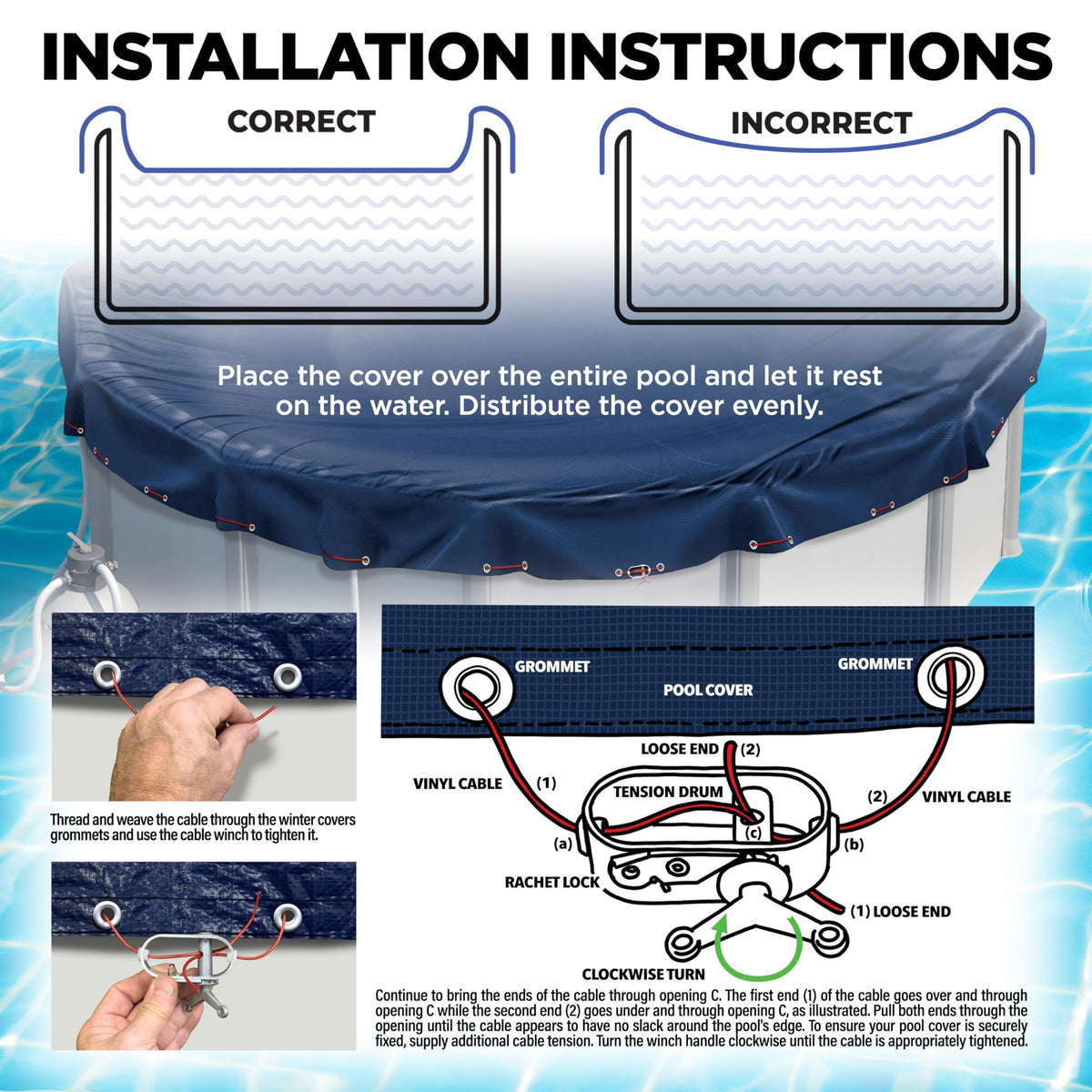 21 ft Round Winter Pool Cover for Above Ground Pools, Navy Blue, Resistant