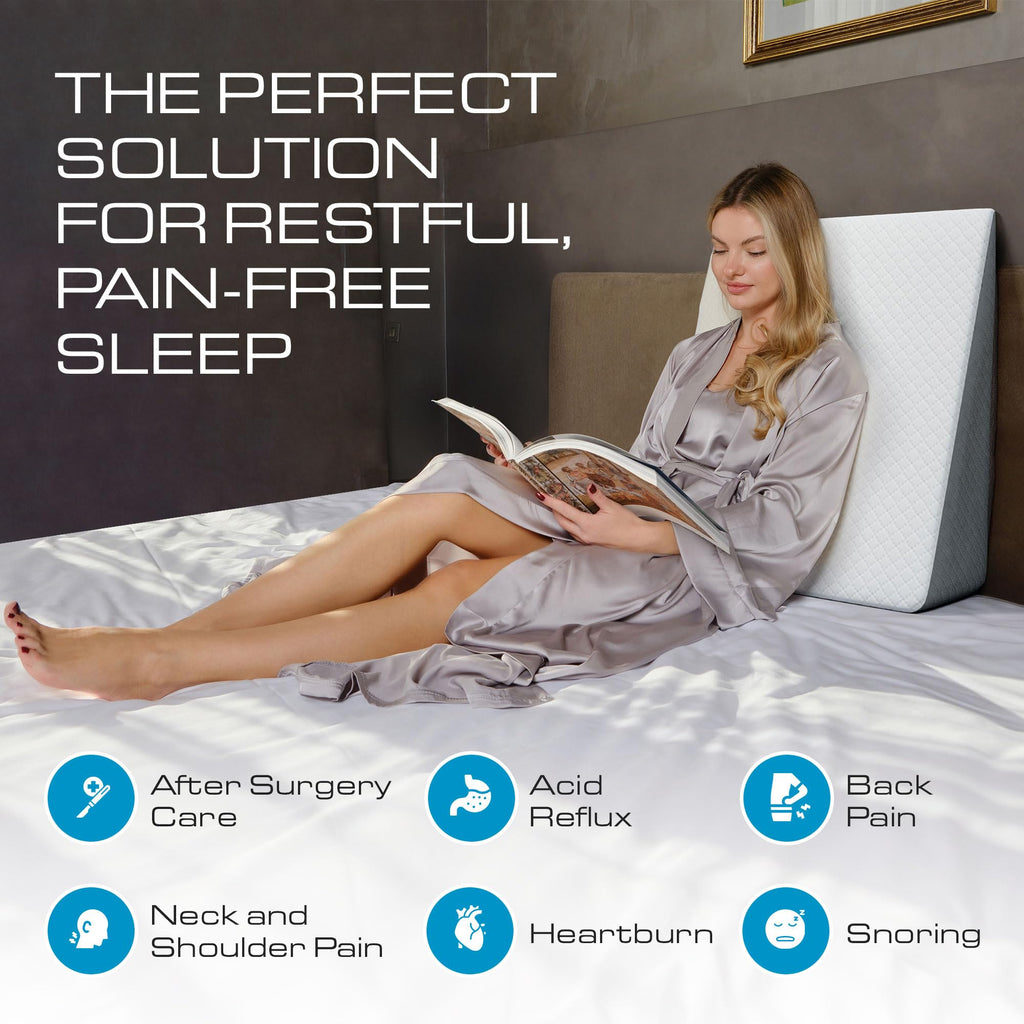 Kolbs Bed Wedge Pillow for Sleep Apnea, FSA Eligible Acid Reflux, and Back Pain Relief, with Chic Jacquard Cover - Headboard Wedges for Sleeping
