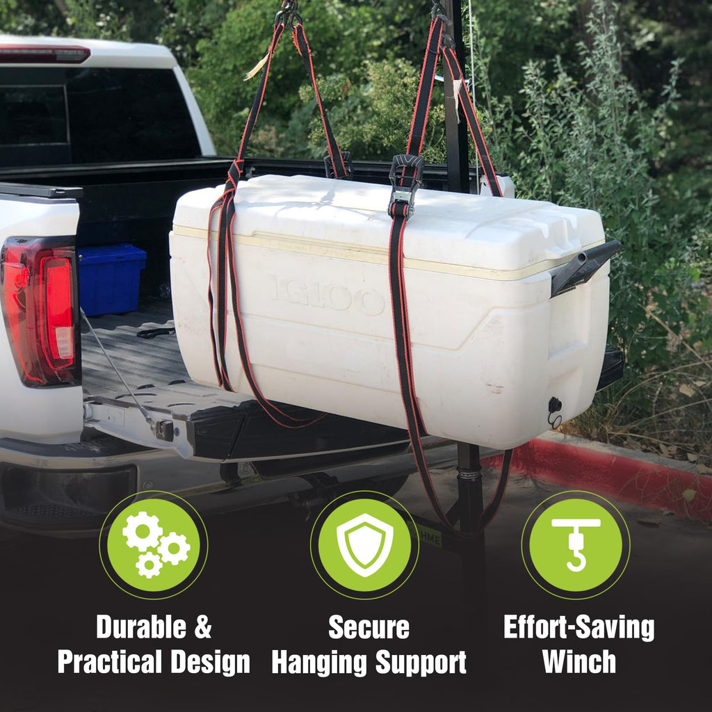 HME Truck Hitch Game Hoist Kit with Winch and Gambrel, 400 lb Capacity