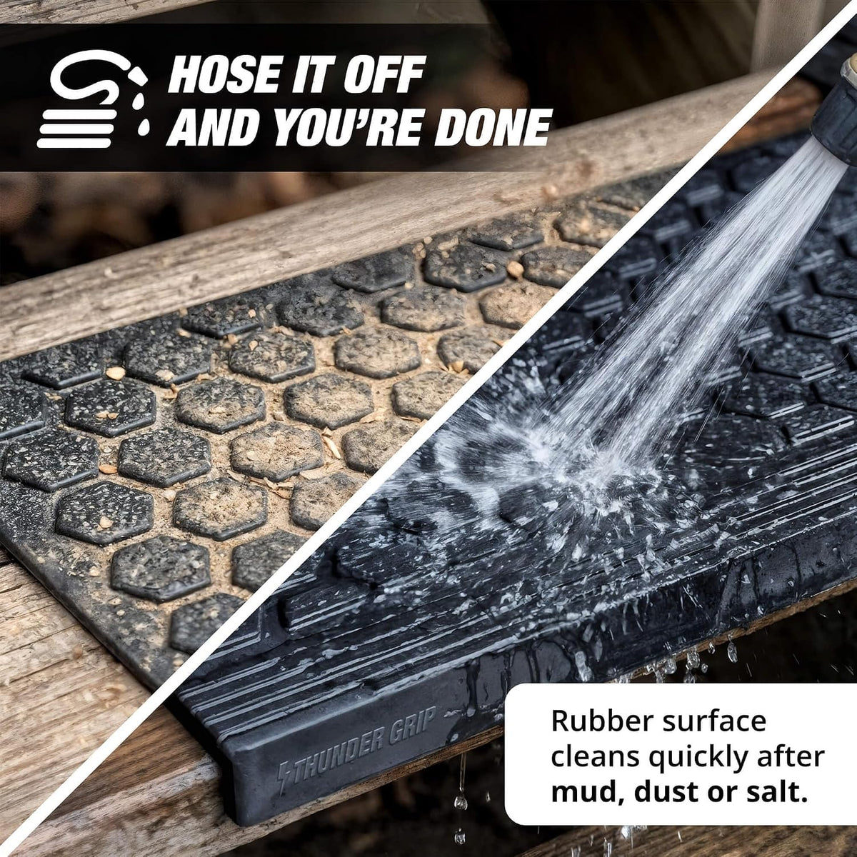 Rubber Stair Treads Outdoor 30" x 10" 6-Pack - Heavy-Duty Non-Slip Rubber